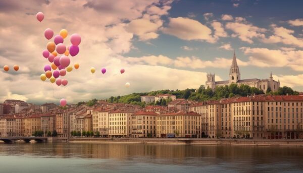 Ballons d'anniversaire dans le ciel de Lyon